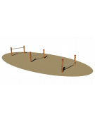 Superamento ostacoli per cani, in legno di pino nordico e barre orizzontali in acciaio - cm 525 x 134 x 70h