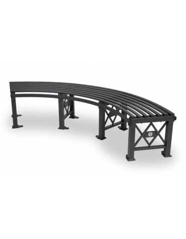 Panchina curva senza schienale, struttura con lamiera e tubolari di acciaio - colore Micaceo - cm 225x80x47h