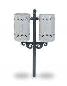 Cestino portarifiuti doppio in acciaio e ghisa - RAL 7011 / 9006 -  Da interrare - cm 75x52x110h
