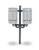 Cestino portarifiuti doppio in acciaio e ghisa - RAL 7011 / 9006 - Da tassellare - cm 75x52x110h