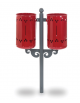 Cestino portarifiuti doppio in acciaio e ghisa - RAL 7011 / 3003 -  Da tassellare - cm 75x52x110h