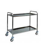 Carrello di servizio inox AISI 304 con struttura tubolare - 2 piani stampati - cm 110x70x94h - Portata kg 100