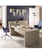 Scrivania direzionale lineare con fianco legno e gonna-spessore mm 38 -colori vari disponibili- cm 180x90x74h
