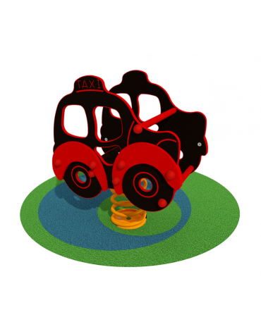 Gioco a molla inclusivo monoposto Taxi - in legno - dimensioni cm 46x66x70h