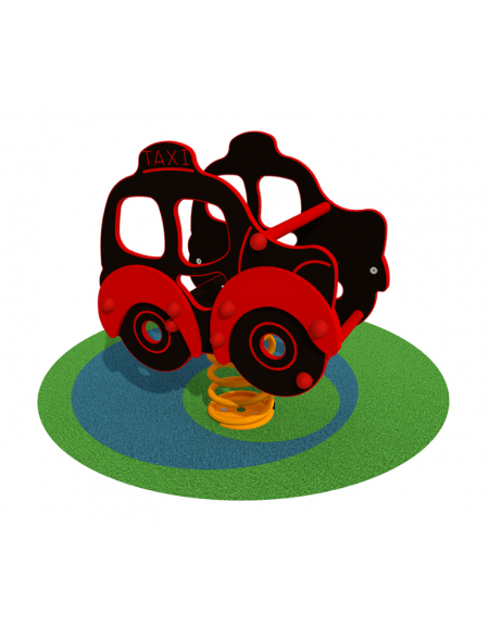 Gioco a molla inclusivo monoposto Taxi - in legno - dimensioni cm 46x66x70h