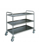 Carrello di servizio inox AISI 304, struttura tubolare, 3 piani stampati - cm 110x70x104h - Portata kg 100
