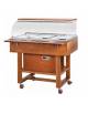 Carrello refrigerante in legno con cupola per pesce - 3xGN1/1 - temp. -5° / +5°C- Colore Noce - cm 111x90x126h