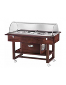 Carrello refrigerato in legno con cupola - Temperatura -5° / +5°C - Colore Bianco - 4xGN1/1 - cm 148x112x125h
