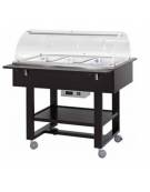Carrello caldo bagnomaria in legno con cupola - Temp. +30/+90°C - 3xGN1/1 - colore Laccato Bianco - cm 111x112x125h