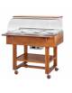 Carrello caldo bagnomaria in legno, con cupola e 1 mensola - Temp. +30 / +90°C - 3xGN1/1 - colore Noce - cm 111x90x126h