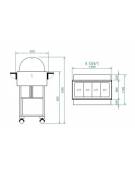 Carrello caldo bagnomaria in legno con cupola, Temp. +30 / +90°C - 4xGN1/1 - colore Noce - cm 148x112x125h