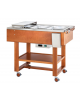 Carrello caldo bagnomaria in legno per bolliti e arrosti, Temp. +30 / +90°C - 3xGN1/1 - colore Noce - cm 123x65x95h
