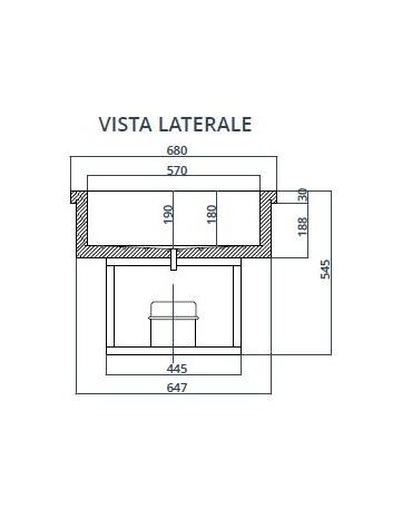 Vasca refrigerata da incasso in acciaio inox - refrigerazione statica +2 / +8° C  - 2 x GN1/1 - cm 77x68x54,5h