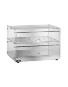 Vetrina neutra da banco inox a 2 piani - cm 50x35x40h