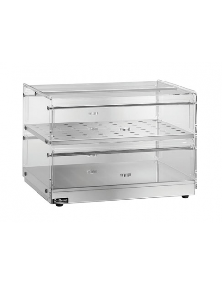 Vetrina neutra da banco inox a 2 piani - cm 50x35x40h
