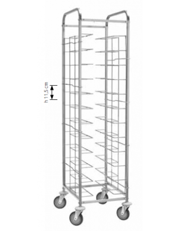 Carrello portavassoi universale in acciaio inox - Capacità 12 vassoi - cm 58x52x185h