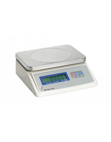 Bilancia Elettronica fino a 15 kg con divisione in grammi 5 - piatto in acciaio inox - cm 29x33x22h