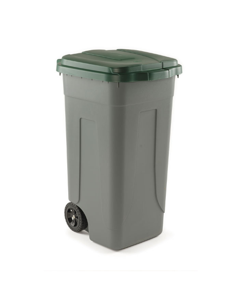 Pattumiera in polietilene per raccolta differenziata 80 lt – coperchio colorato Verde - cm 54x49x85h