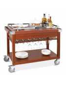 Carrell odi servizio in legno tinto mogano - cassetto posate e portabicchieri - cm 120x55x91h