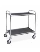 Carrello inox con 2 Piani in nobilitato colore Rovere Tabacco - cm 61x52x95h