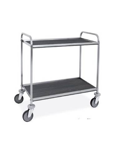 Carrello inox con 2 Piani in nobilitato colore Rovere Tabacco - cm 61x52x95h