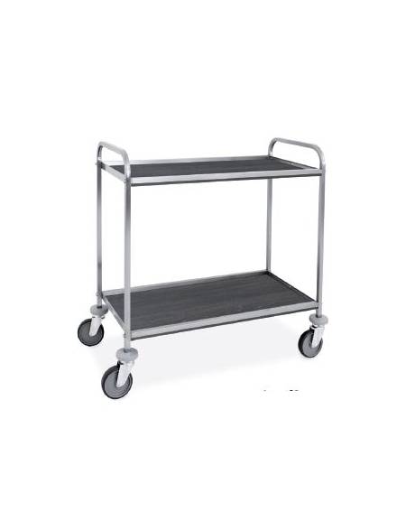 Carrello inox con 2 Piani in nobilitato colore Rovere Tabacco - cm 61x52x95h