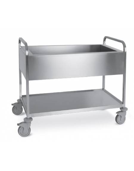 Carrello inox con vasca stagna e rubinetto - capacità 3 x GN1/1 - piano inferiore - cm 117x63x94H