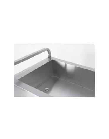Carrello inox con vasca stagna e rubinetto - capacità 3 x GN1/1 - piano inferiore - cm 117x63x94H