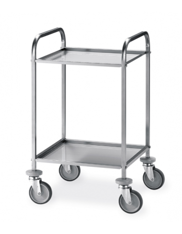 Carrello inox AISI 304 con 2 piani asportabili a vasca da cm 87x44 - Portata totale Kg 60 - cm 98x51x91h