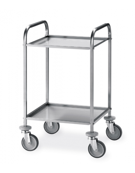 Carrello inox AISI 304 con 2 piani asportabili a vasca da cm 87x44 - Portata totale Kg 60 - cm 98x51x91h