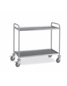 Carrello in acciaio inox - 2 ripiani stampati da cm 80x50 - Portata totale Kg 80 - cm 89x59x94h