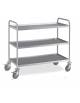 Carrello in acciaio inox AISI 201 - 3 ripiani stampati da cm 100x50 - Portata totale Kg 80 - cm 109x59x94h