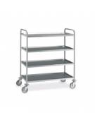 Carrello in acciaio inox AISI 304 con 4 ripiani stampati saldati da cm 100x60 - Portata Kg 150 - cm 109x69x126h