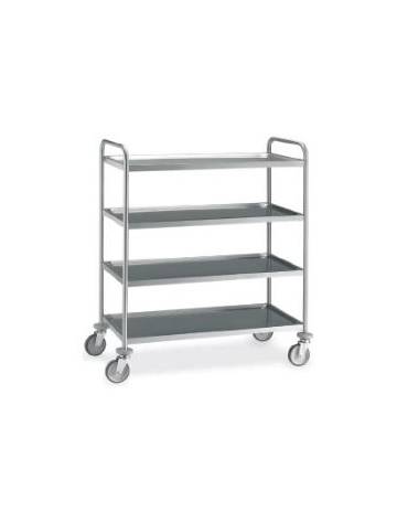 Carrello in acciaio inox AISI 304 con 4 ripiani stampati saldati da cm 100x60 - Portata Kg 150 - cm 109x69x126h