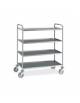 Carrello in acciaio inox AISI 304 con 4 ripiani stampati saldati da cm 100x60 - Portata Kg 150 - cm 109x69x126h