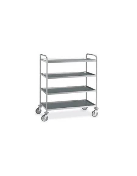 Carrello saldato in acciaio inox AISI 304 con 4 ripiani stampati da cm 80x50 - Portata Kg 150 - cm 89x59x126h