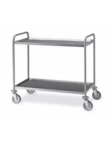 Carrello in acciaio inox AISI 304 con 2 ripiani stampati saldati da cm 120x60 - Portata Kg 150 - cm 129x69x95h