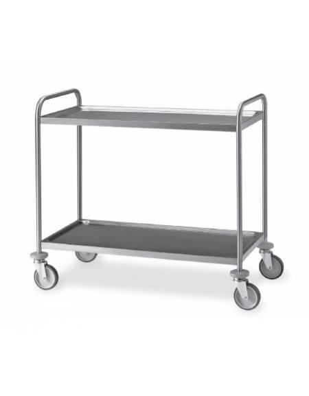Carrello in acciaio inox AISI 304 con 2 ripiani stampati saldati da cm 120x60 - Portata Kg 150 - cm 129x69x95h