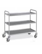 Carrello in acciaio inox AISI 304 con 3 ripiani stampati saldati da cm 120x60 - Portata Kg 150 - cm 129x69x95h