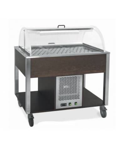 Carrello refrigerante con cupola e griglie asolate - colore Nero - 3 x GN 1/1 - cm 113x68x120h