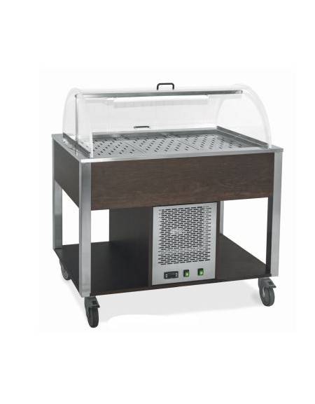 Carrello refrigerante con cupola e griglie asolate - colore Nero - 4 x GN 1/1 - cm 161x68x120h