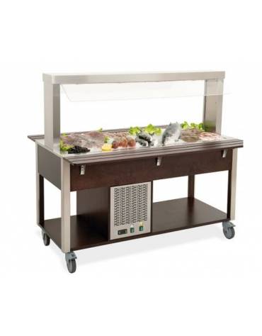 Carrello buffet refrigerante con parafiato fisso - colore Nero - 5 x GN 1/1 - cm 193x68x144h