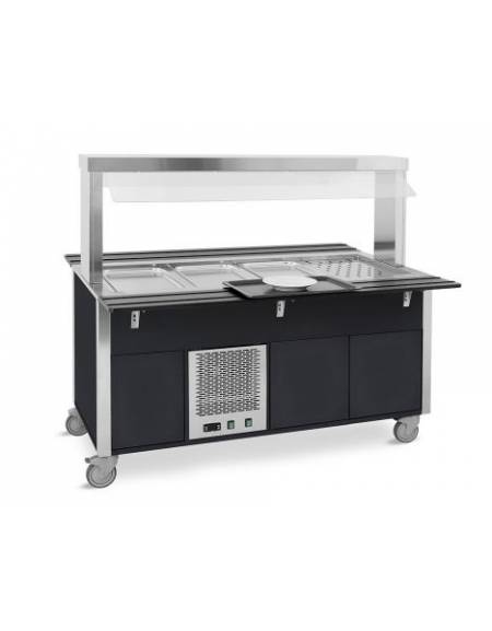 Carrello refrigerante armadiato, con parafiato fisso - colore Nero o RAL - 2xGN 1/1 - cm 80x68x144h