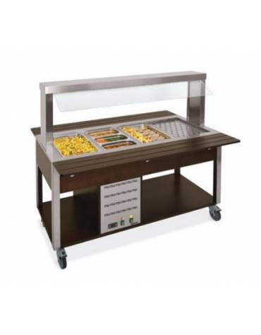 Carrello buffet termico con parafiato fisso - 2x1/1 GN - colore Nero - cm 80x68x144h