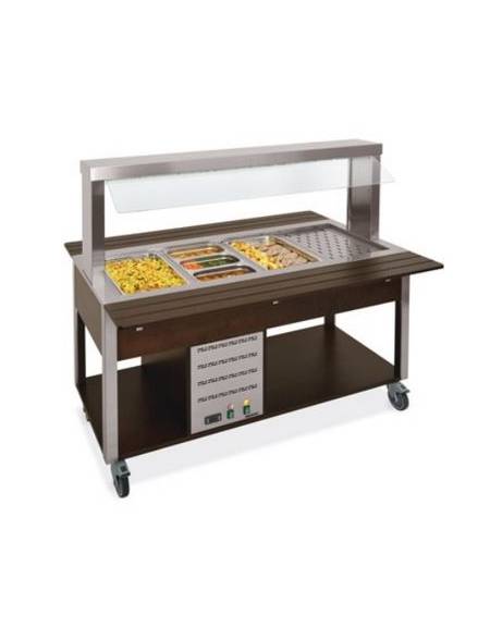 Carrello buffet termico con parafiato fisso - 2x1/1 GN - colore Nero - cm 80x68x144h