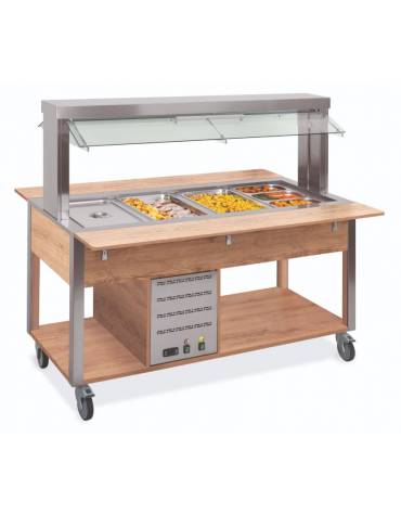 Carrello Buffet termico con parafiato mobile - 5x1/1 GN - lampade a LED - colore Nero - cm 193x68x144h