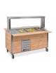 Carrello buffet termico armadiato 4xGN1/1 - colore Rovere - con parafiato mobile e LED - cm 161x68x144h