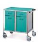 CARRELLO MULTIUSO INOX PER MEDICAZIONE ED INFERMERIA CON 2 ANTE E 2 CASSETTI CM 80-92 X 50 X 87 H