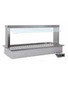 Vasca riscaldata bagnomaria da incasso in acciaio inox - parafiato fisso e LED - 5xGN1/1 - cm 193x68x78h