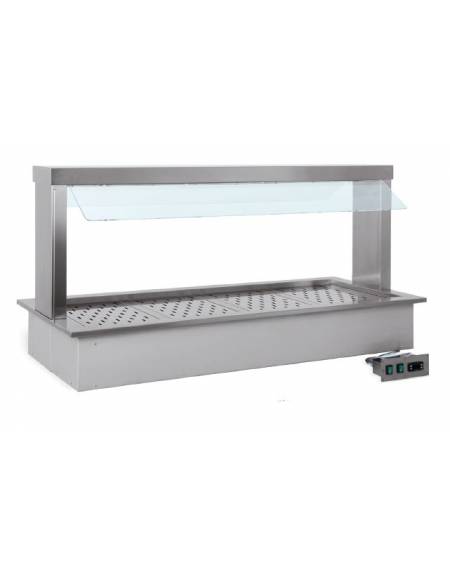 Vasca riscaldata bagnomaria da incasso in acciaio inox - parafiato fisso con LED - 5xGN1/1 - cm 193x68x78h